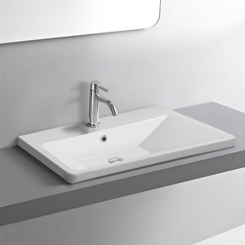 Drop In Bathroom Sinks TheBathOutlet   Scarabeo 4004 D Main 